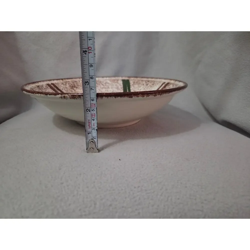 Vtg Blue Ridge Plaid Serving Bowl Large Pottery Cottage Core Prairie